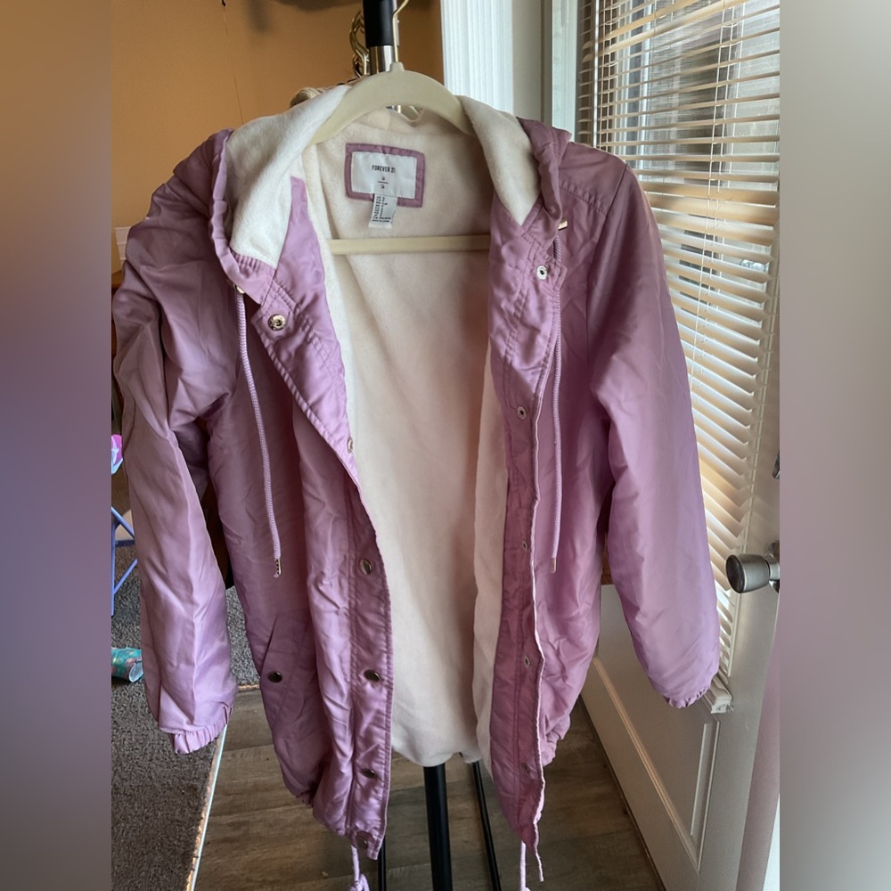 Purple jacket, fairly new, barely worn.